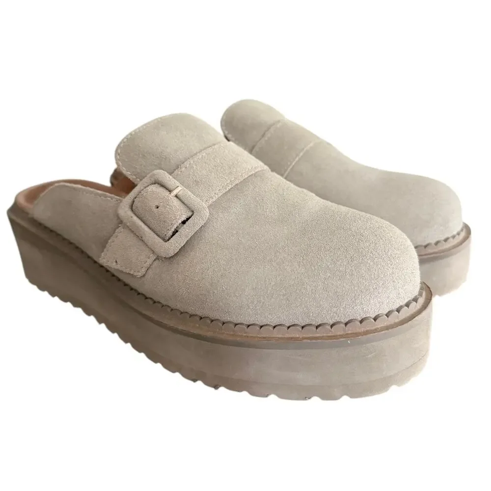 Seychelles Come Together II Platform Mule Sand Tan Suede 9.5 Excellent